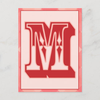 Rosa kort för baner för typografi för plädbrev "M"