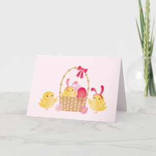 Rosa-kort för Girly Glad påsk Chick Helgkort