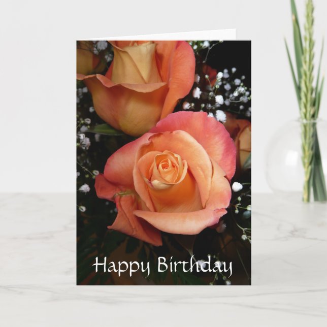Rosa kort för grattis på födelsedagen (Framsida)
