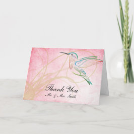 Rosa kort för Hummingbirdvattenfärgtack