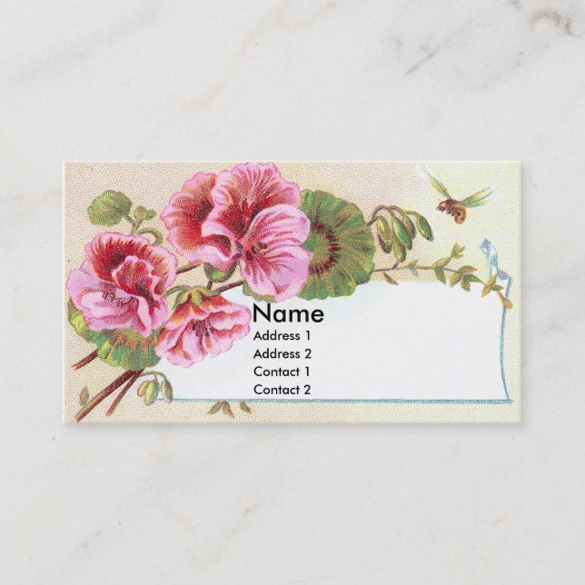 Rosa kort för pelargonVictorianhandel (Framsida)