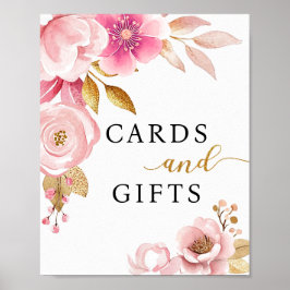 Rosa-kort och presentkort för babyskor Poster