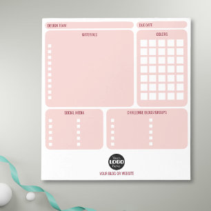 Rosa Kort Tillverknings Design Team Logotyp Organi Anteckningsblock