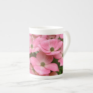 Rosa kousadogwoodblommor benporslin mugg