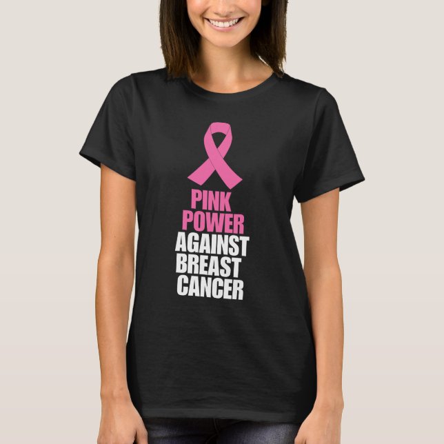 Rosa kraft mot bröstcancer t shirt (Framsida)