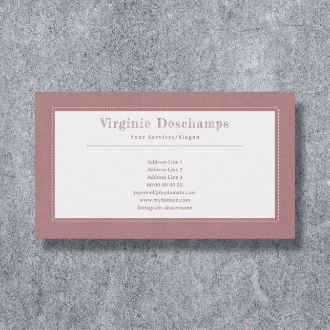 Rosa Kraft & Rustic Minimalist-Affärskort Visitkort (Rustic Pink Business Card)