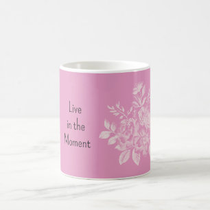 Rosa kräm blom- kaffemugg