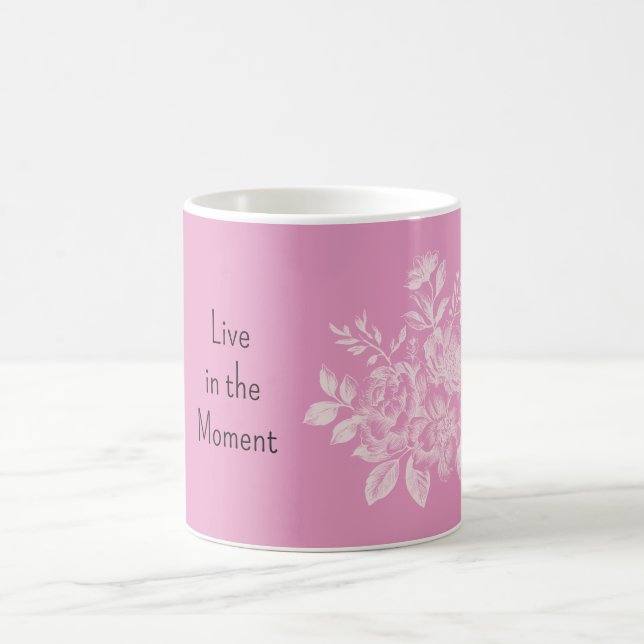 Rosa kräm blom- kaffemugg (Center)