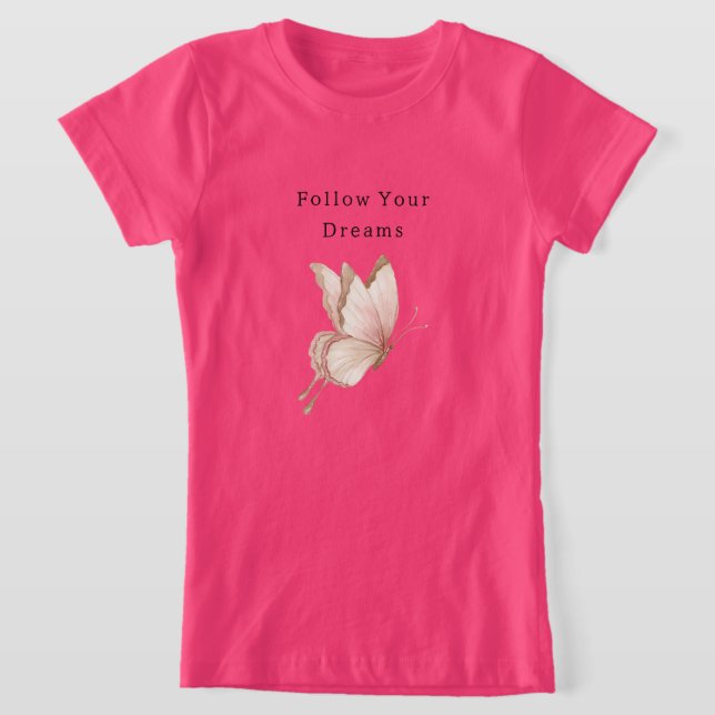 Rosa Kräm Fjärilsdrömmar T Shirt (Laydown)
