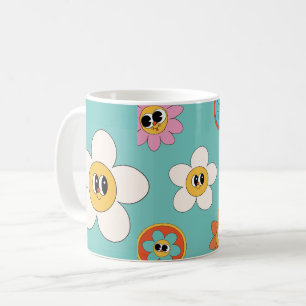 rosa kräm illustrationsblomma mugg