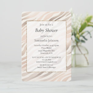 Rosa kräm zebra djurtryck baby shower inbjudningar