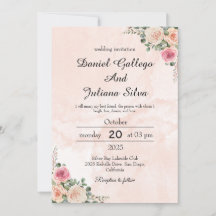 Rosa krämfärgad blomsterbröllopsinbjudan till våre