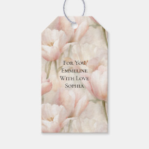 Rosa krämfärgade tulpaner blommor presentetikett