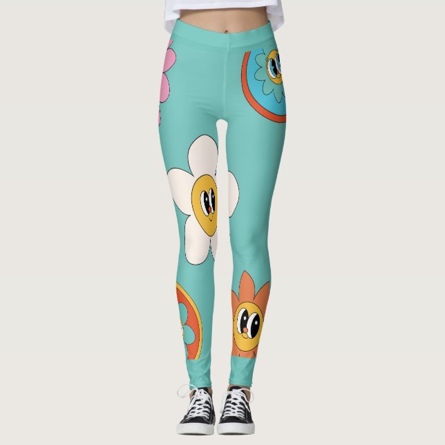 rosa krämillustration, återblomsbalkar leggings (Framsida)