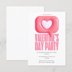 Rosa Kreativ Modern Alla hjärtans dag Party Inbjudningar