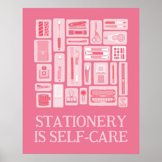 Rosa Kreativ Verktyg Illustration Self-Care Poster (Framsidan)