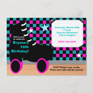 Rosa kricka för flickor som åker skridskor inbjudningar