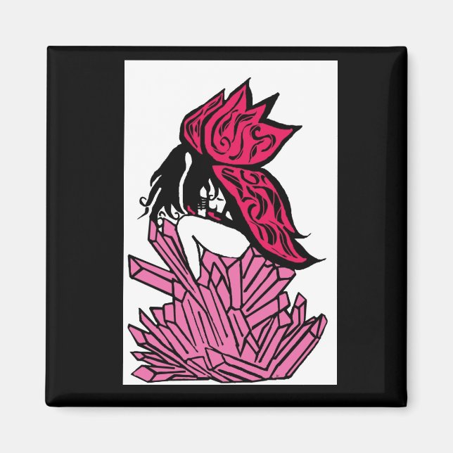 Rosa kristallfairy magnet (Framsidan)