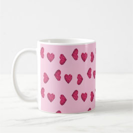 Rosa kristallhjärtan mönster kaffemugg