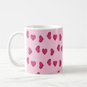 Rosa kristallhjärtan mönster kaffemugg
