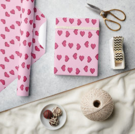 Rosa kristallhjärtan mönster presentpapper