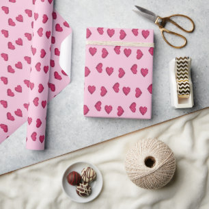 Rosa kristallhjärtan mönster presentpapper