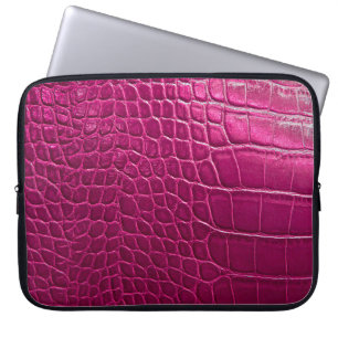 Rosa krokodilskal struktur laptop fodral