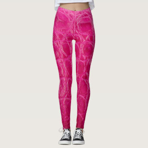 Rosa krokodilskinn, läder struktur leggings