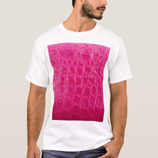 Rosa krokodilskinn, läder struktur t shirt