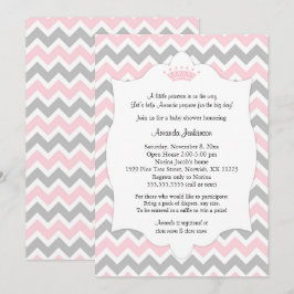 Rosa Krona Baby Shower inbjudan / girl princess