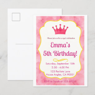 Rosa Krona Birthday Inbjudan zazzlemade Magic Vykort