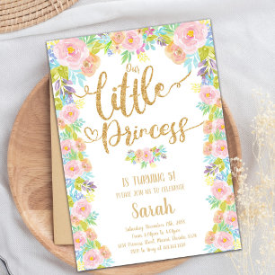 Rosa Krona Fairytale Theme for Girls Inbjudningar