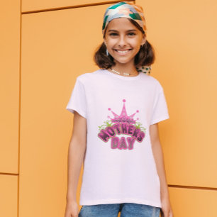 Rosa Krona Mors dag flickor, vit T-Shirt