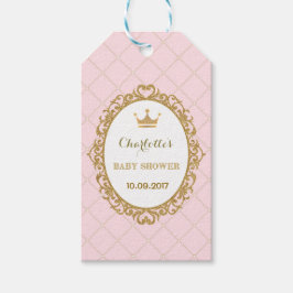 Rosa Krona Princess Baby Shower Favor Gift Märkre Presentetikett