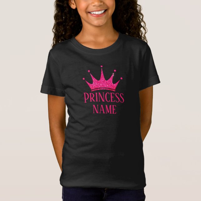 Rosa Krona Princess ... Lägg till namn i T-Shirt (Framsida)