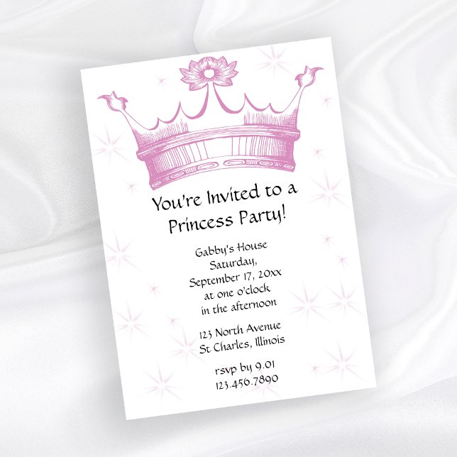 Rosa Krona Princess Party Inbjudningar (Skapare uppladdad)