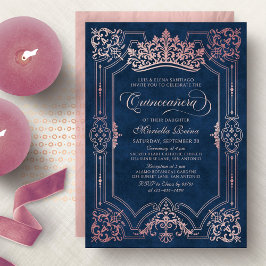 Rosa Krona Tiara Elegant Quinceanera Inbjudningar