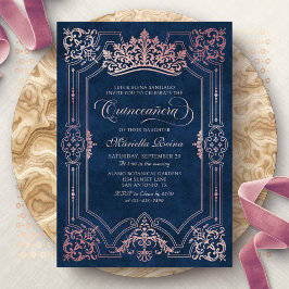 Rosa Krona Tiara Elegant Quinceanera Inbjudningar