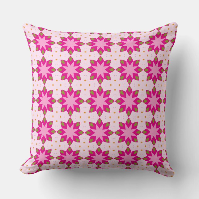 Rosa kronblad mosaikmönster kudde (Framsida)