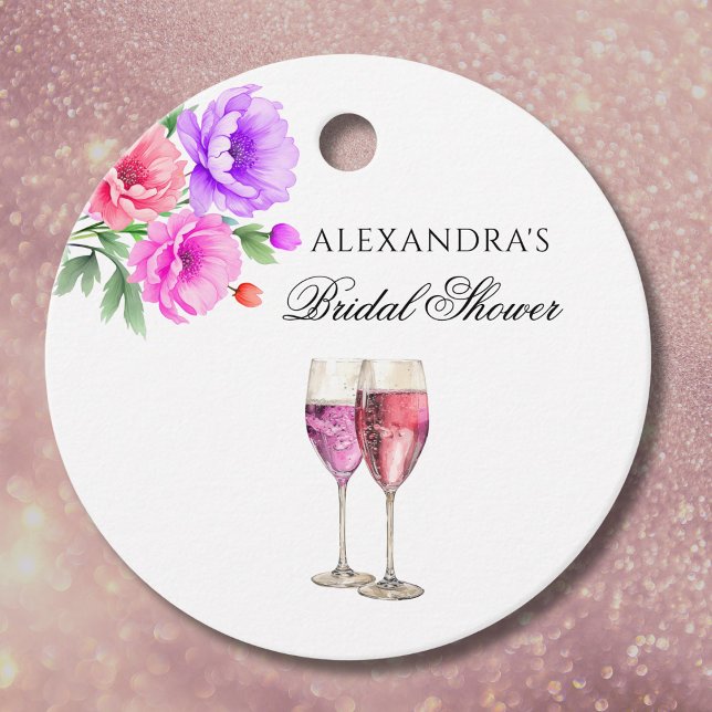 Rosa kronblad och Prosecco Bröllopsfest tack Gåvor Etiketter (Skapare uppladdad)