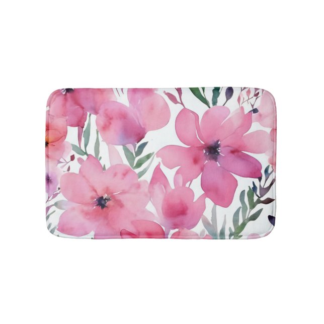 Rosa kronblad | Vattenfärg Blommor Badrumsmatta (Framsidan)