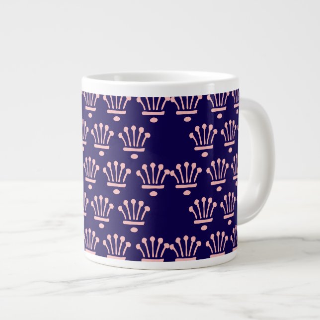 Rosa kronor Mörkblå Jumbo Mugg (Framsida höger)