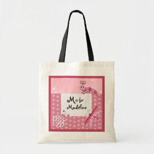 Rosa Kryp Monogram Namn Bag Tygkasse