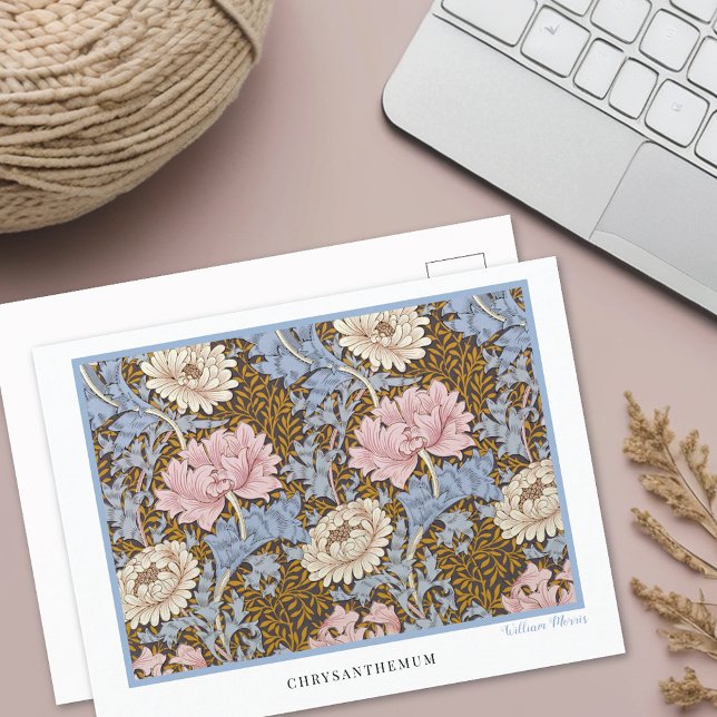 Rosa Krysantemum Blommig William Morris Vykort (Skapare uppladdad)