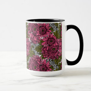 Rosa krysanthemumblommor mugg
