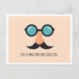 Rosa kul man med glasögon vykort