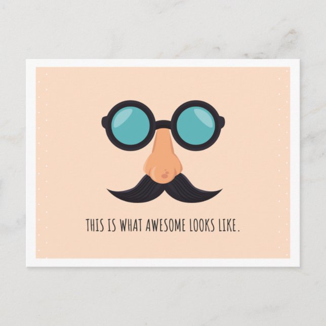 Rosa kul man med glasögon vykort (Framsida)