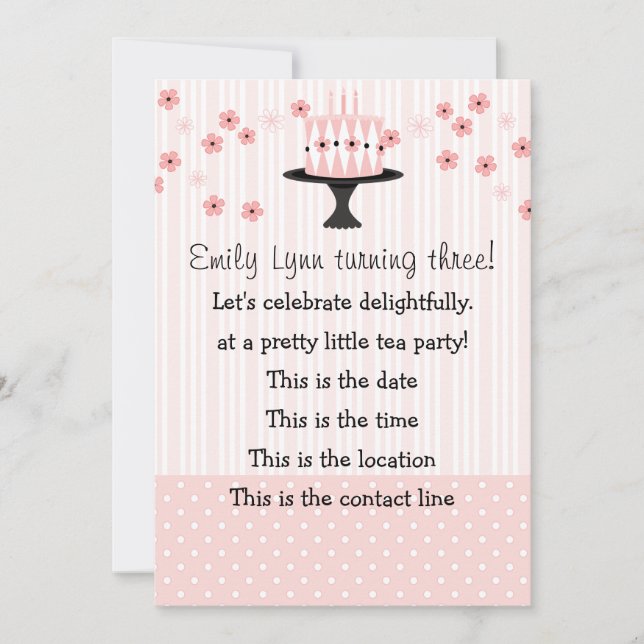 Rosa kummel med 3 ljus inbjudningar (Framsida)