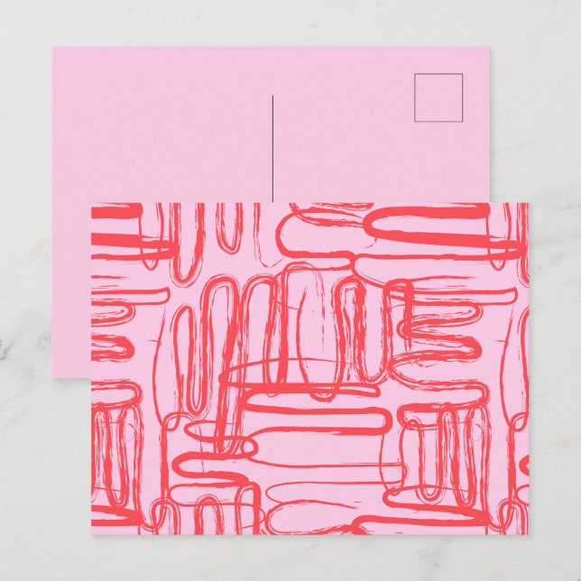 Rosa-kurva Vågigt Abstrakt modern Helg Vykort (Fram/baksida)