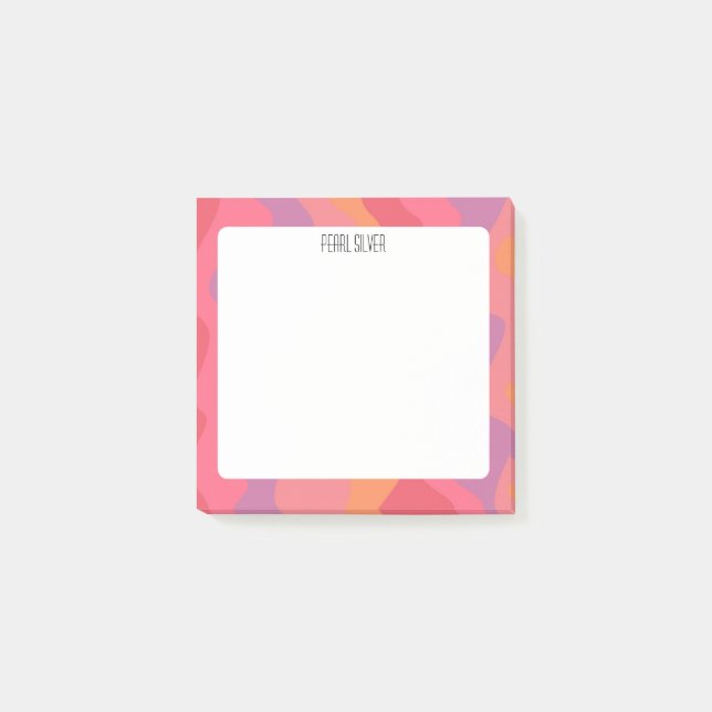 Rosa Kurvor ANPASSNINGSBAR Chic  Monogram Personli Post-it Block (Framsida)